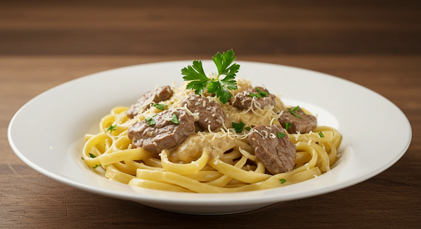 Creamy Garlic Beef Pasta - secondary view